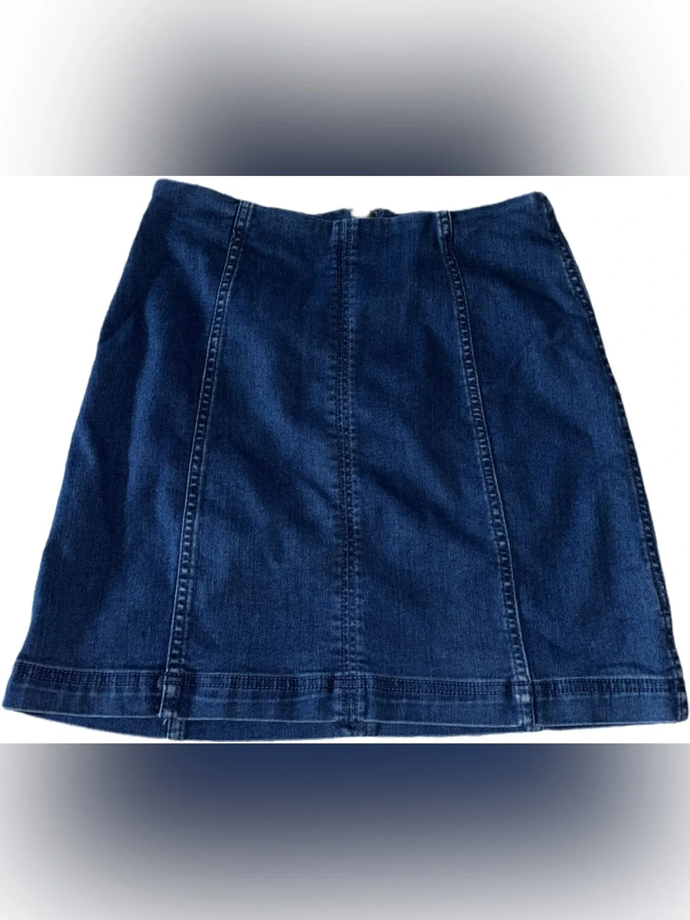Free People Dark Blue Denim Skirt Back Zip Cotton 8